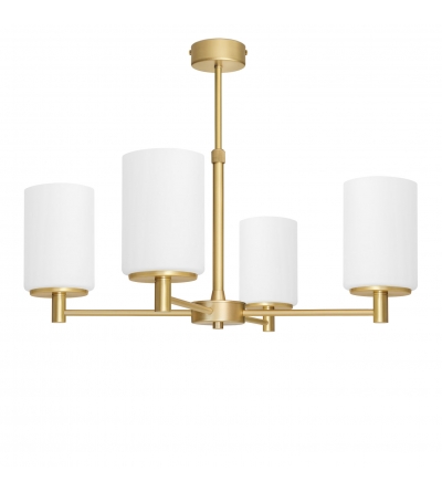 Złoty żyrandol z kloszami typu walec KR-S4AR