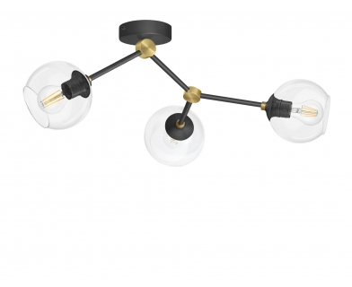 Niska czarno-złota lampa sufitowa do pokoju lub sypialni GRT-S3K