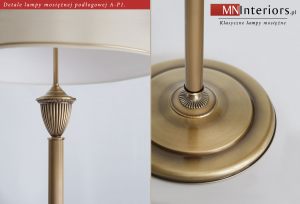 Klasyczna lampa mosiężna podłogowa A-P1 z abażurem (Seria A)