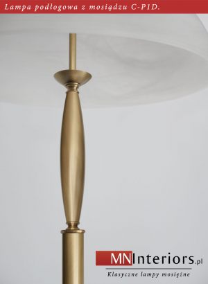 Lampa podłogowa z mosiądzu C-P1D z białym kloszem (Seria C)