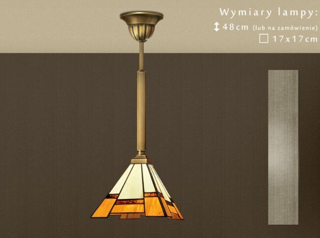 Lampa mosiężna z witrażowym kloszem O-S1M