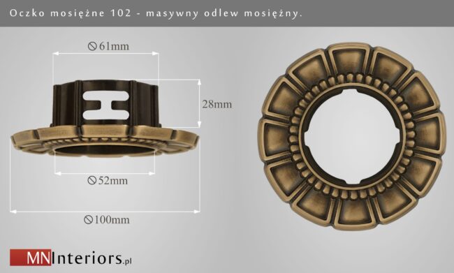 Mosiężne oczko patynowane 102