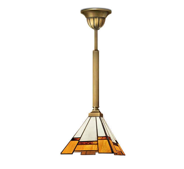 Lampa mosiężna z witrażowym kloszem O-S1M
