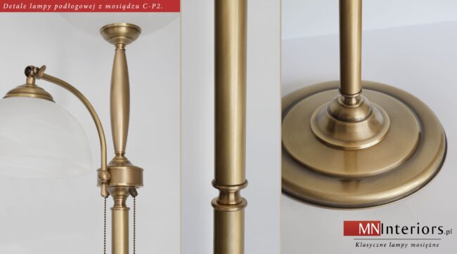 Lampa podłogowa mosiężna do salonu C-P2
