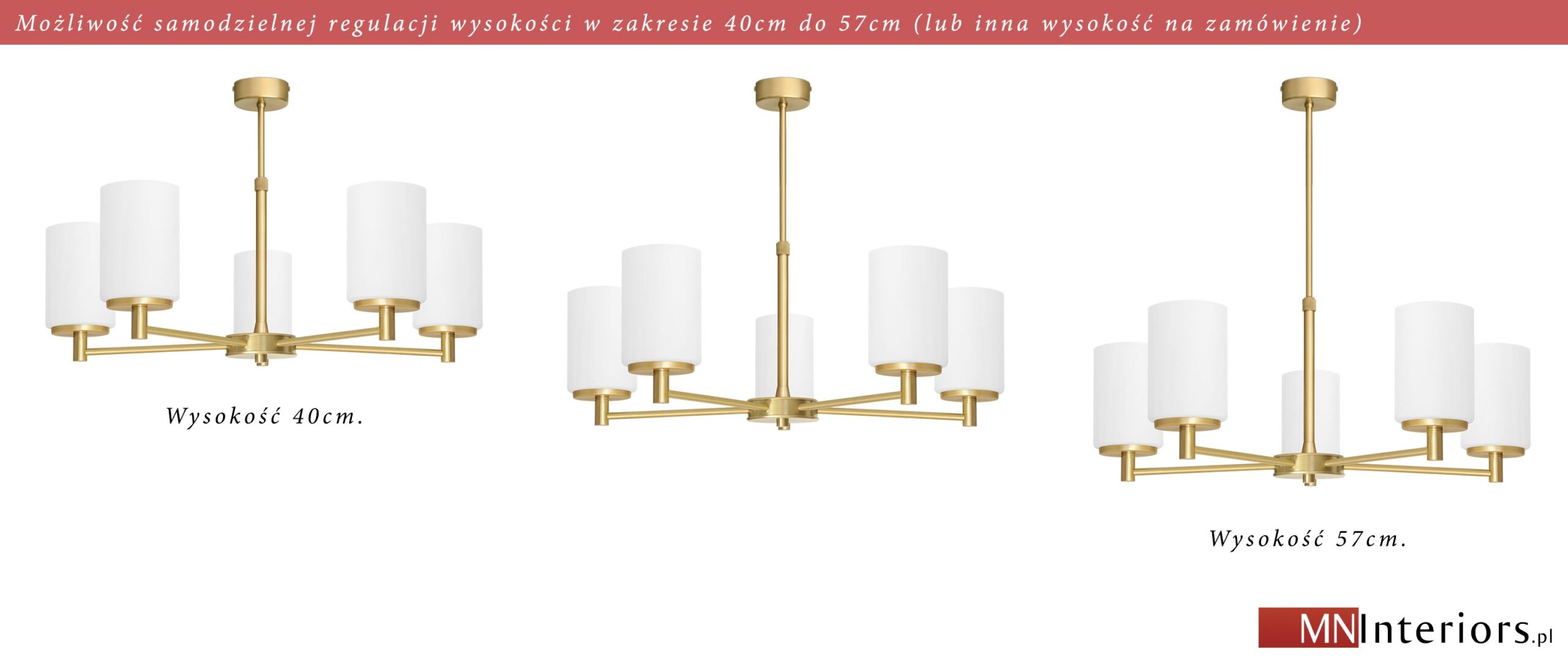 Złoty regulowany żyrandol do salonu KR-S5ARD - obrazek 2