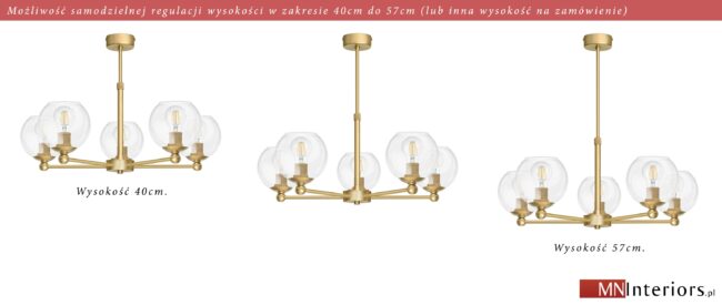 Złoty regulowany żyrandol KLT-S5AR