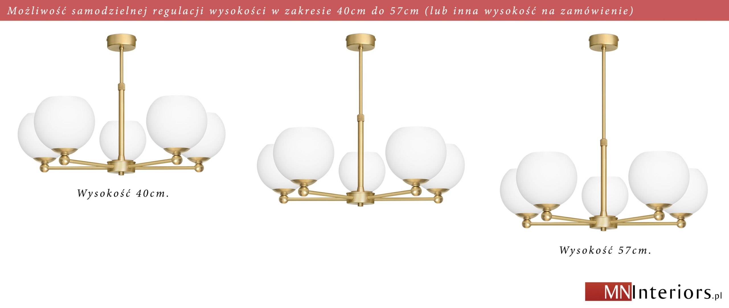 Nowoczesny złoty regulowany żyrandol KLM-S5AR - obrazek 2