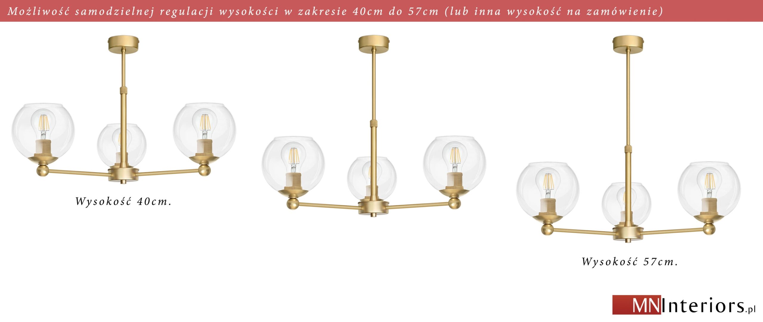 Złoty żyrandol z kulami KLT-S3AR - obrazek 2