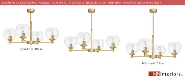 4-punktowa złota lampa wisząca KLT-S4AR