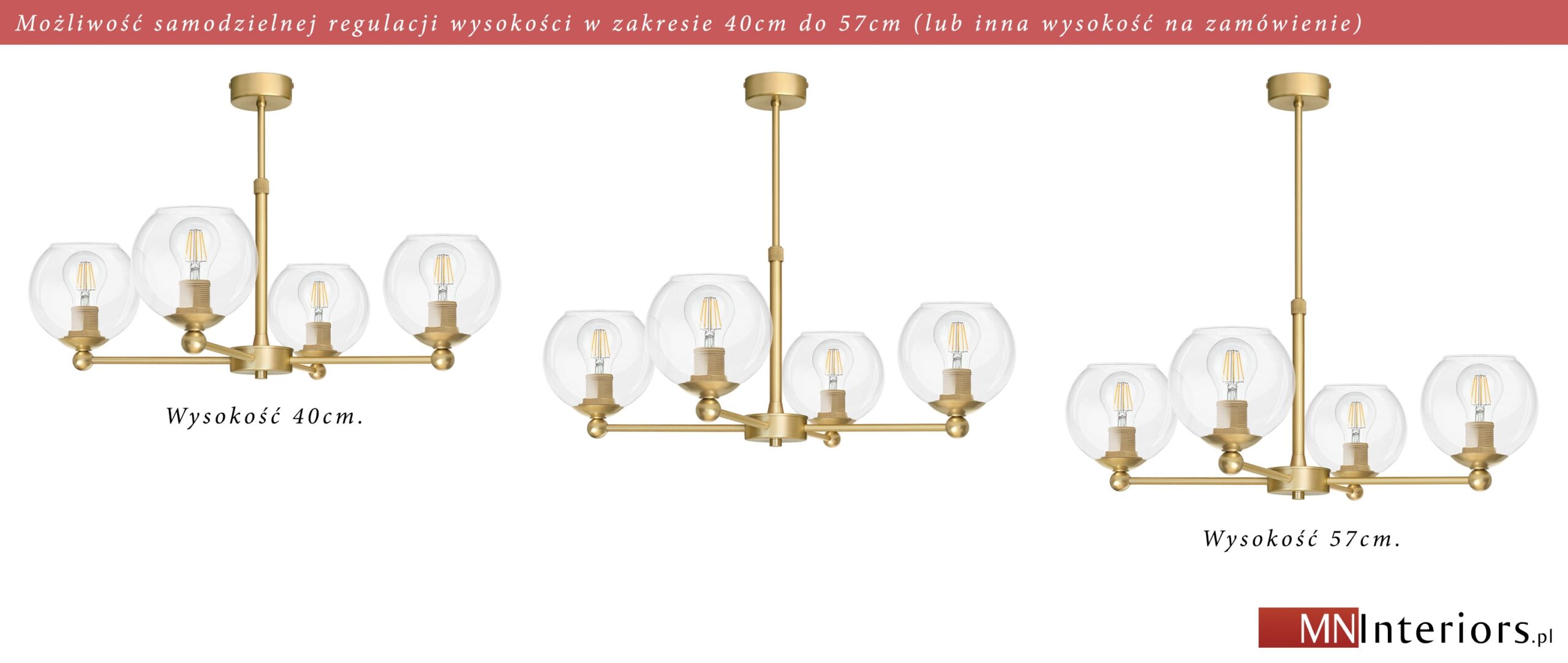 4-punktowa złota lampa wisząca KLT-S4AR - obrazek 2