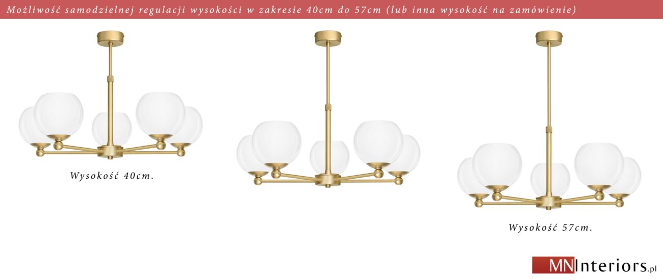 Prosty złoty 5-punktowy żyrandol KL-S5AR
