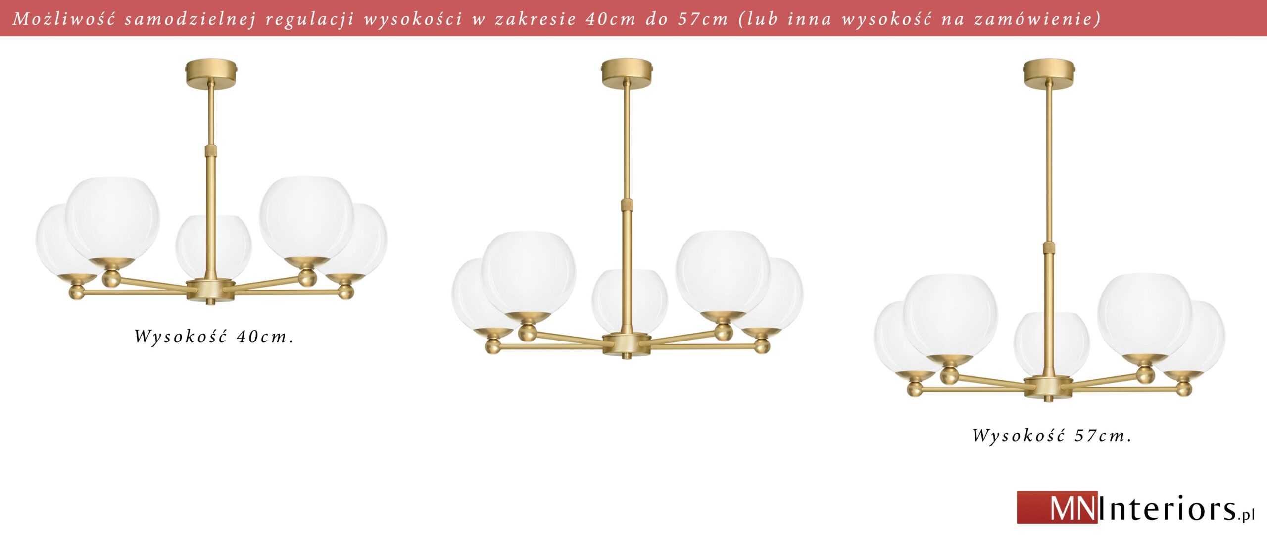 Prosty złoty 5-punktowy żyrandol KL-S5AR - obrazek 2