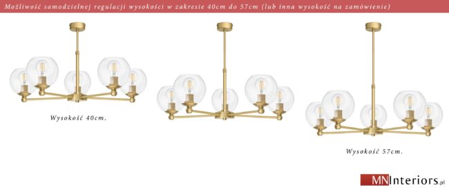 Złoty elegancki żyrandol do pokoju KLT-S5ARD