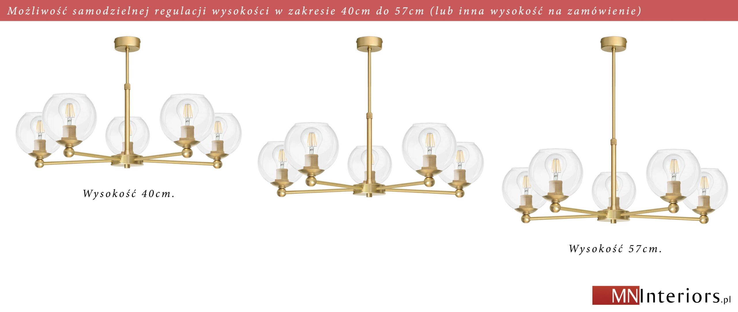 Złoty elegancki żyrandol do pokoju KLT-S5ARD - obrazek 2