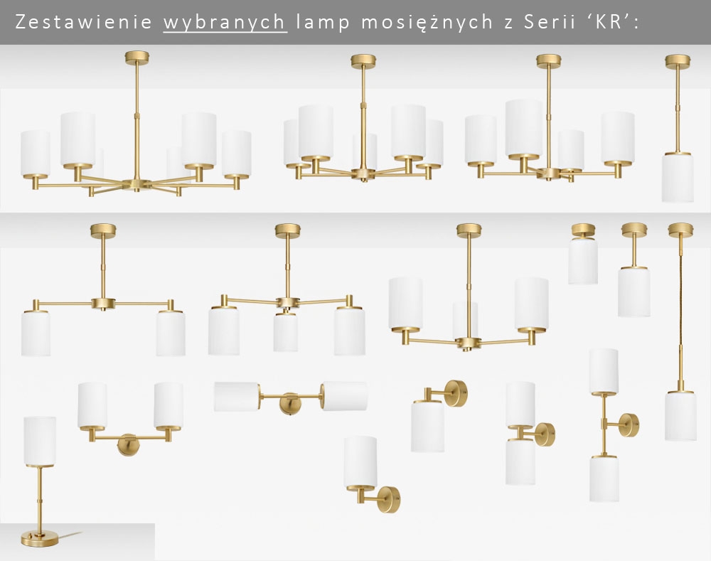 Prosty złoty żyrandol z 4 kloszami KR-S4 - obrazek 3