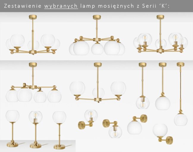 Złota lampa z transparentnym kloszem KT-S1