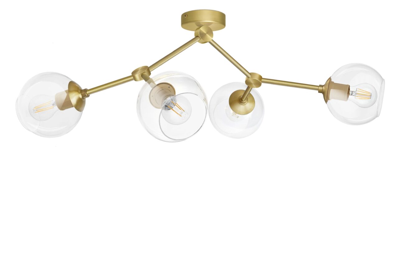 Złota lampa sufitowa z 4 kloszami GT-S4K