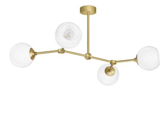Złota lampa wisząca 4 kule G-S4T