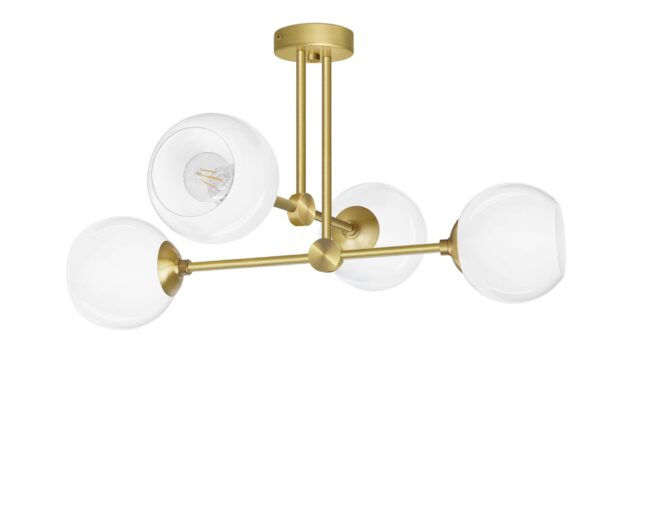 Złota lampa wisząca 4 punktowa z mosiądzu G-S4S