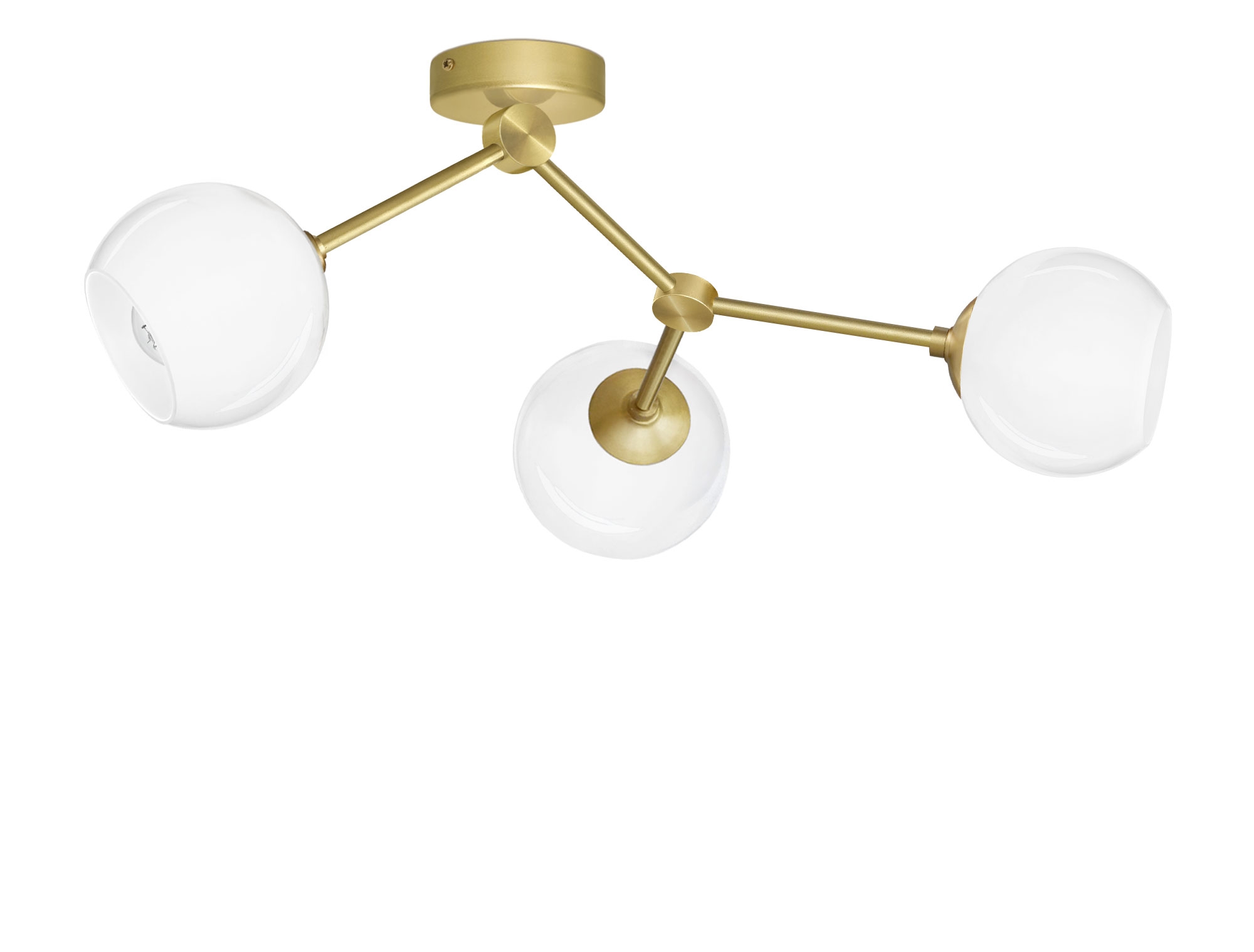Złota niska lampa z 3 kloszami G-S3K