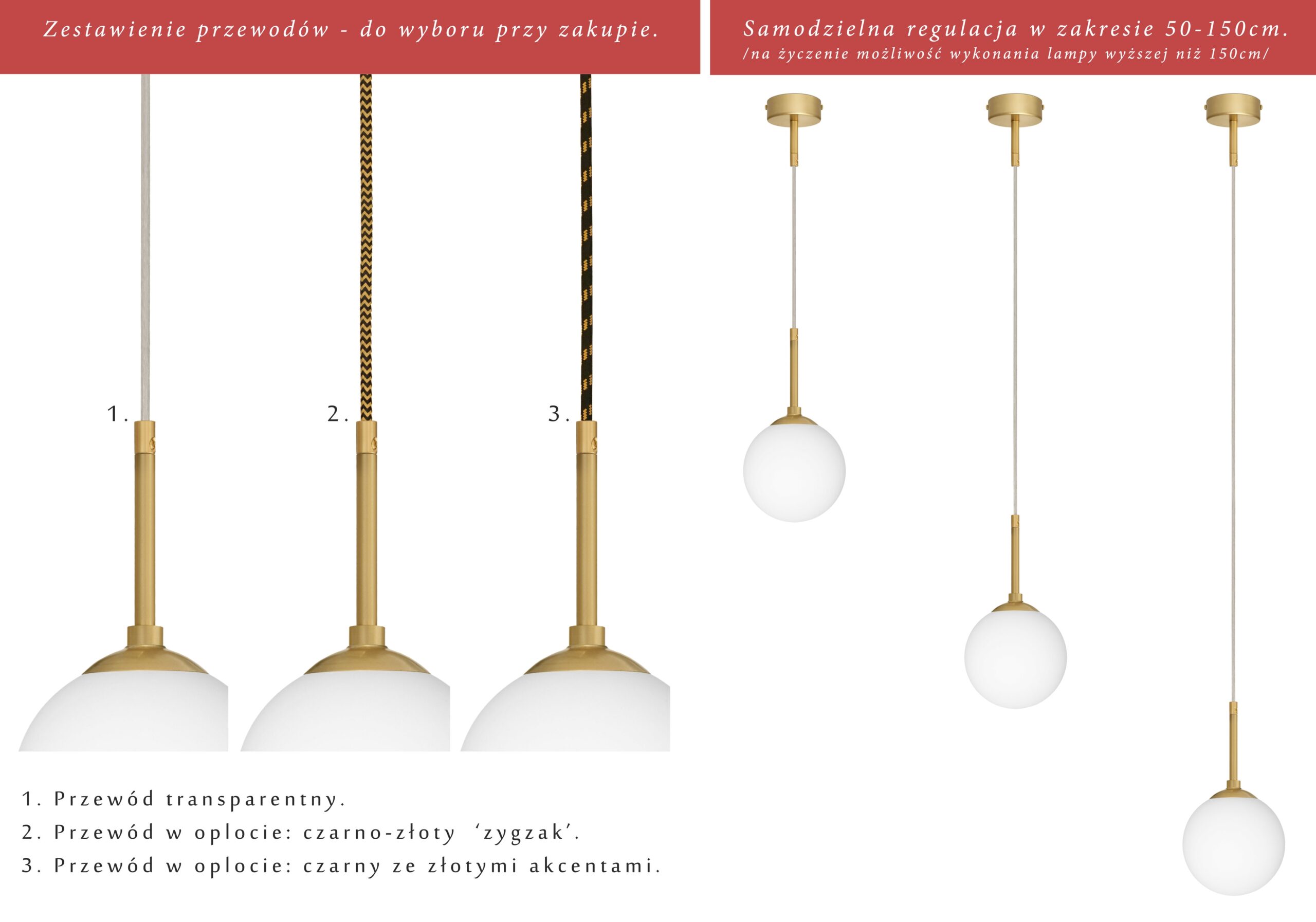 Złota lampa wisząca na przewodzie GP-S1GU - obrazek 2