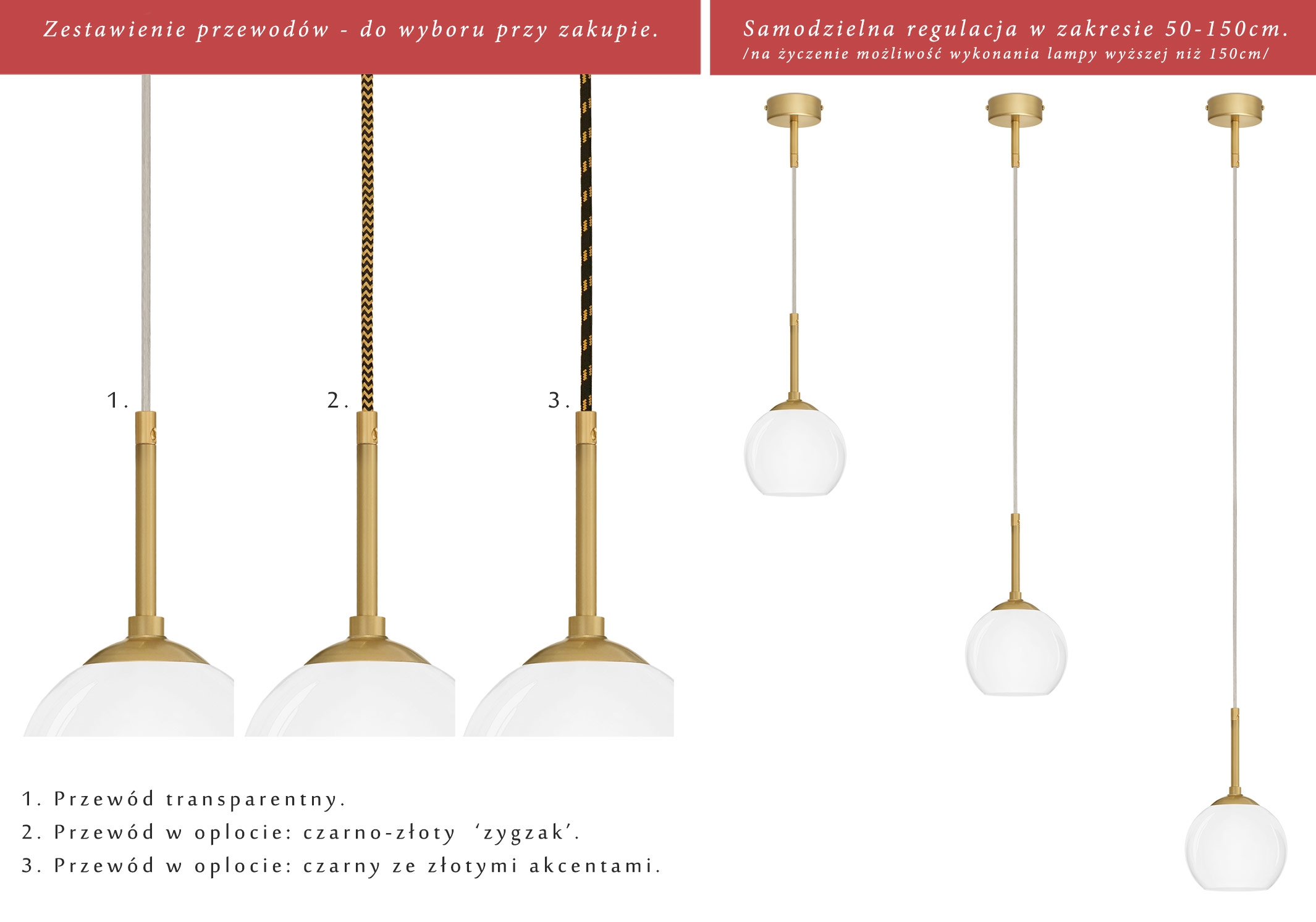 Złota nowoczesna lampa wisząca nad stolik G-S1GU - obrazek 2