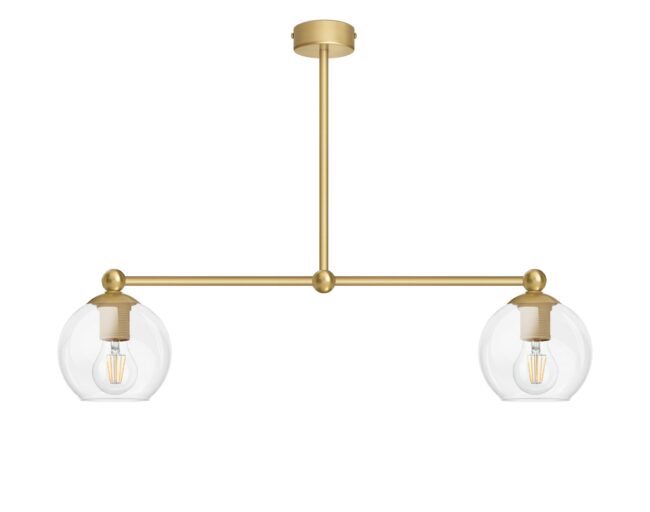 Złota lampa wisząca z dwoma kulami KLT-S2L