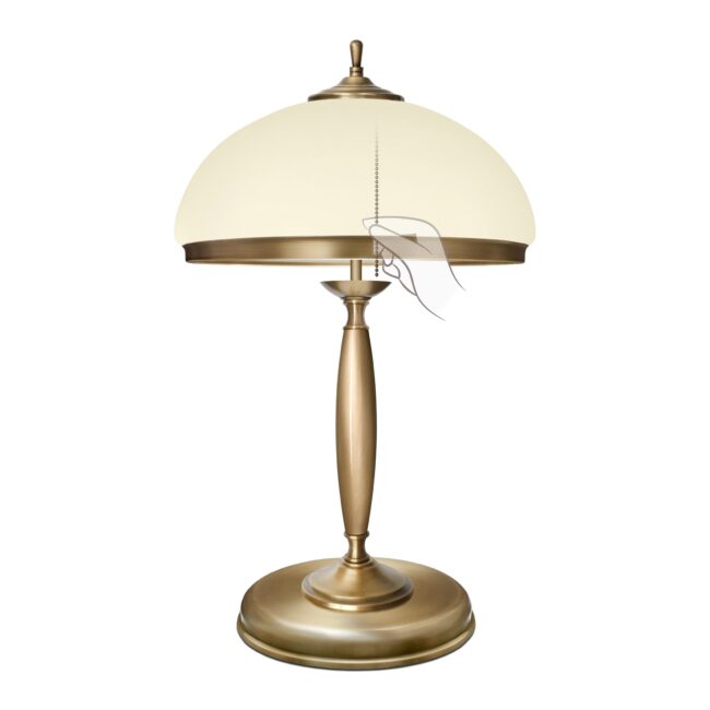 Złota lampa na komodę włączana łańcuszkiem CR-B2E-L