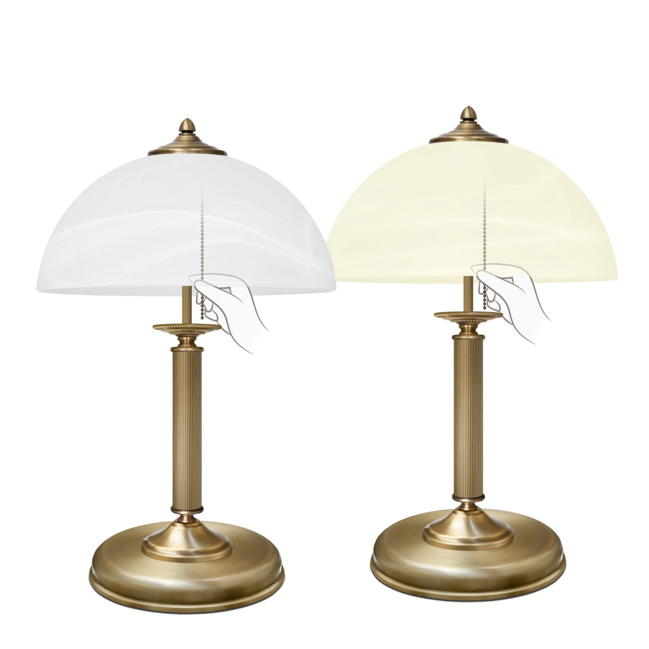 Mosiężna lampa na komodę z łańcuszkiem V-B2-L