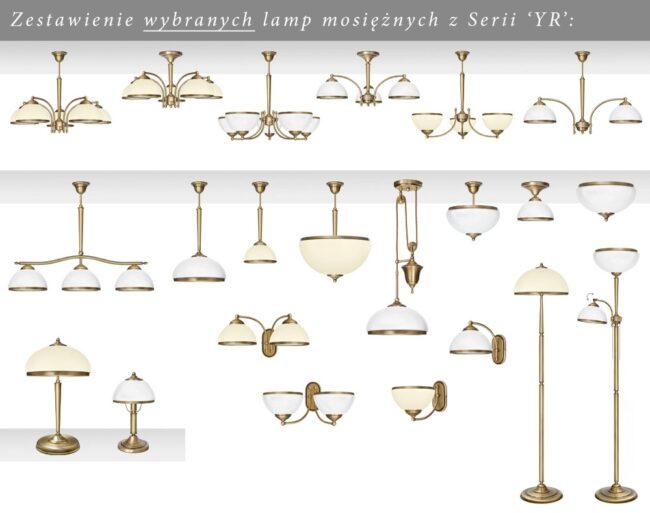 Złota lampa z kloszem amplą YR-PL1GE30