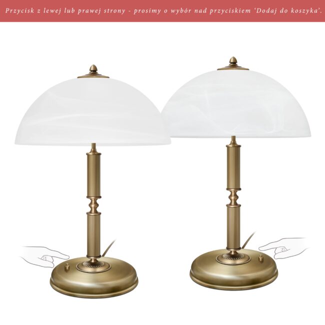 Złota lampa stołowa na komodę B-B2-P
