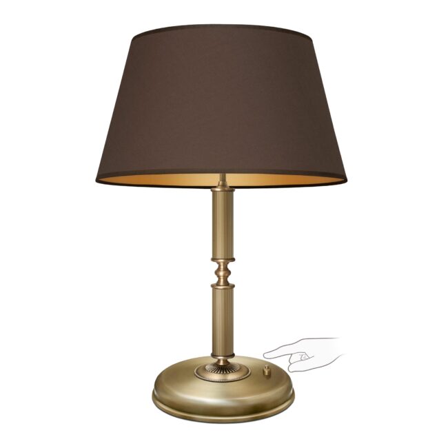 Duża złota lampa na komodę z abażurem L-B2m-P