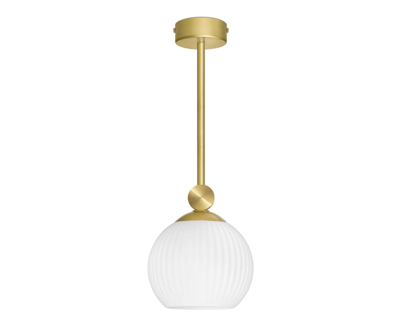 Złota lampa wisząca z rowkowanym kloszem GN-S1