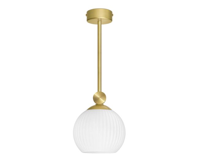 Złota lampa wisząca z rowkowanym kloszem GN-S1