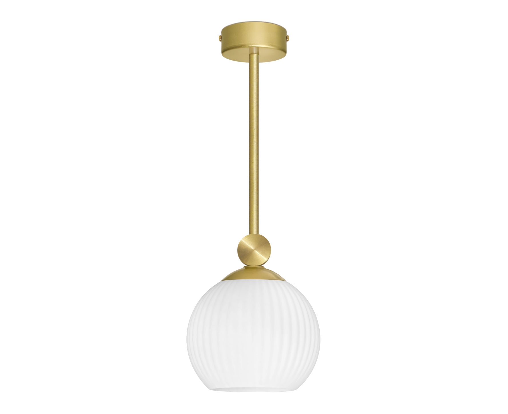 Złota lampa wisząca z rowkowanym kloszem GN-S1