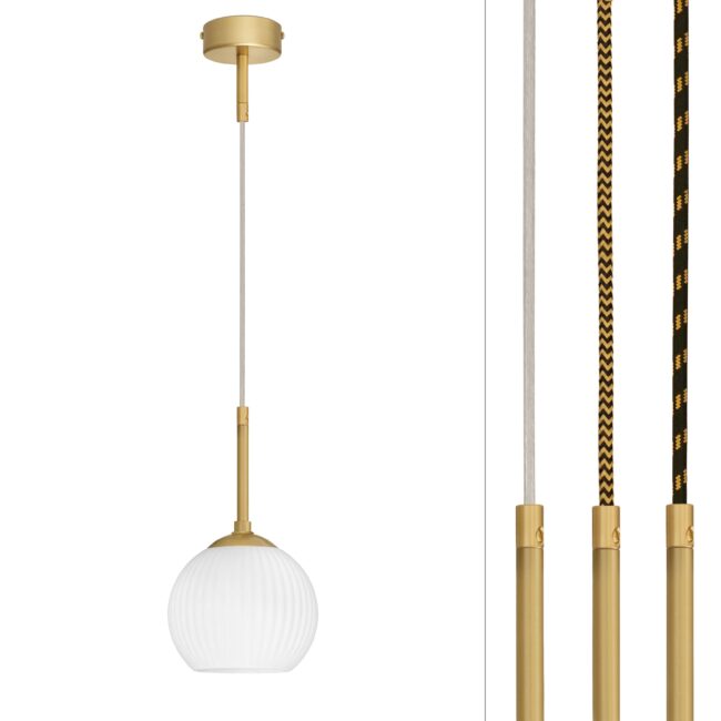 Złota lampa wisząca z białą kulą GN-S1GU