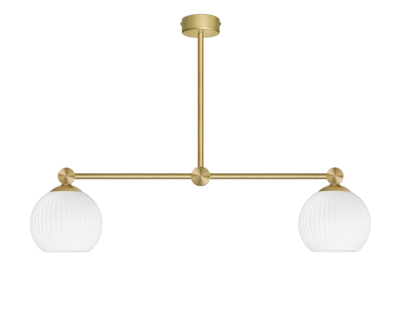 Złota lampa nad stół z rowkowanymi kloszami GN-S2L