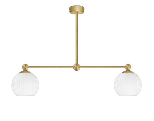 Złota lampa nad stół z rowkowanymi kloszami GN-S2L