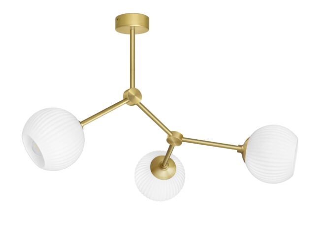Złota lampa wisząca z trzema szklanymi kulami GN-S3