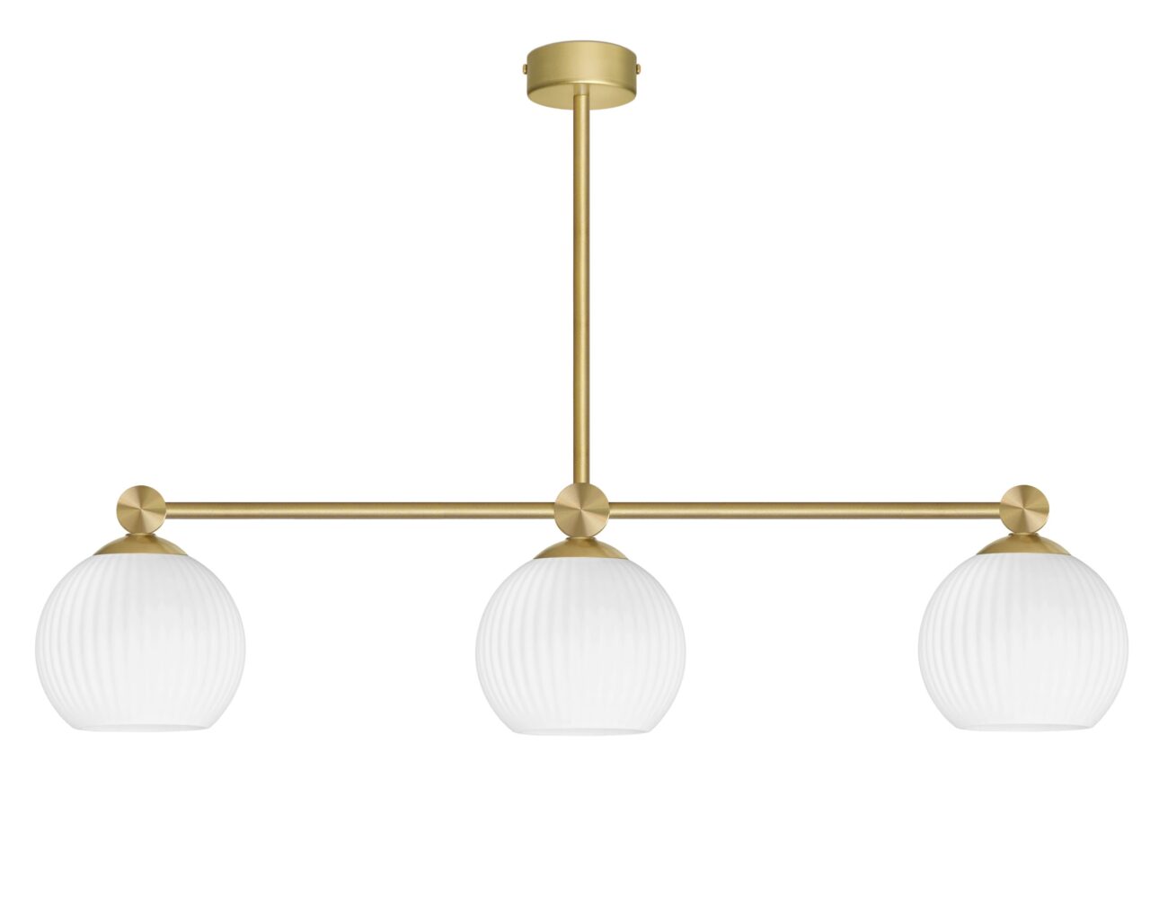 Złota lampa nad stół z rowkowanymi kulami GN-S3L