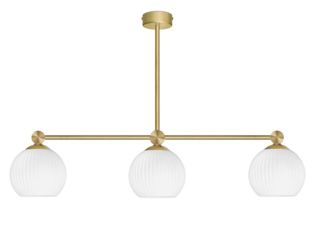 Złota lampa nad stół z rowkowanymi kulami GN-S3L