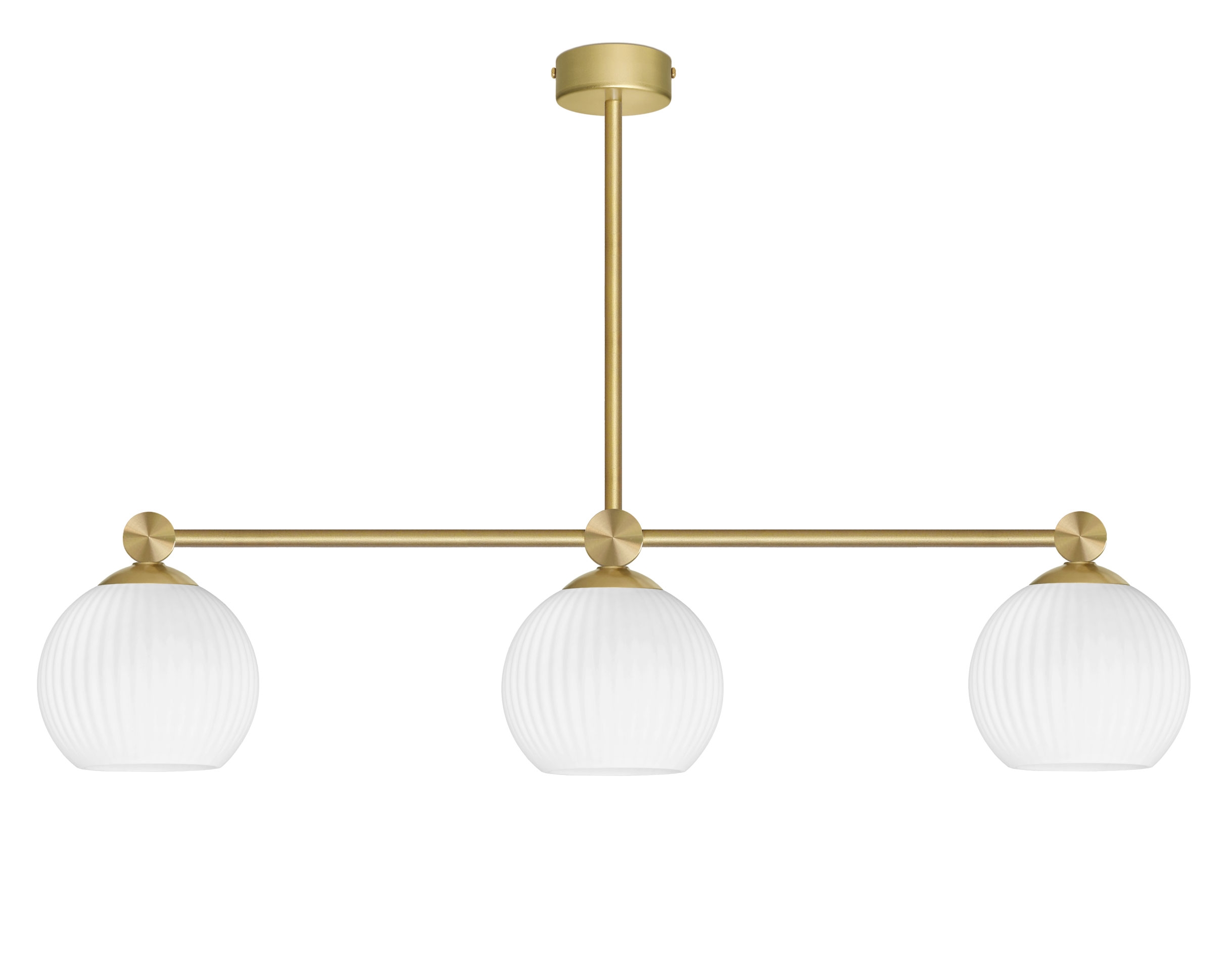 Złota lampa nad stół z rowkowanymi kulami GN-S3L