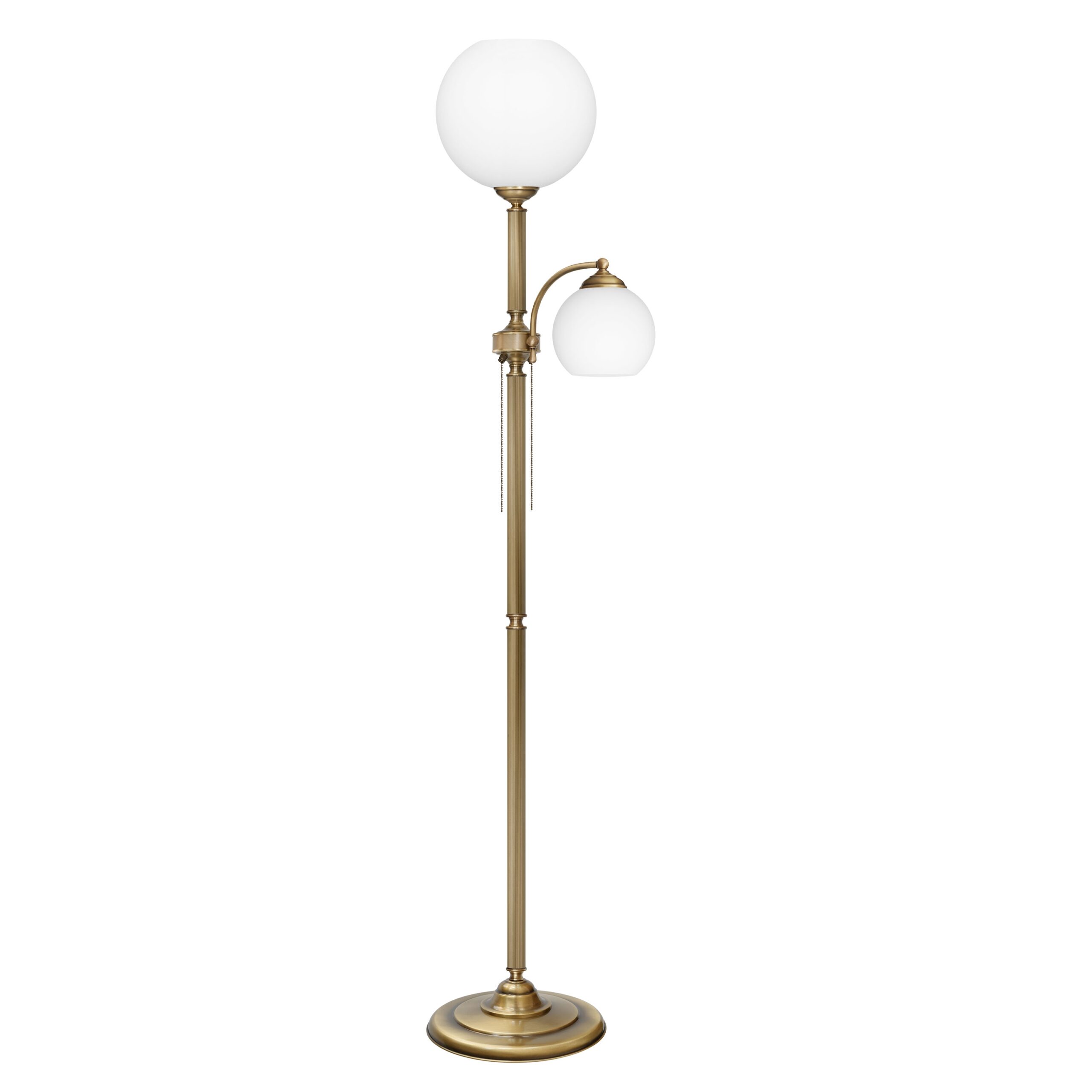 Lampa podłogowa antyczny mosiądz z kulami QV-P2