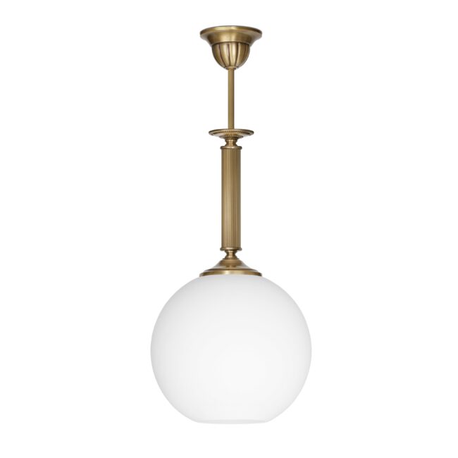 Złota lampa wisząca z dużą szklaną kulą QV-S1