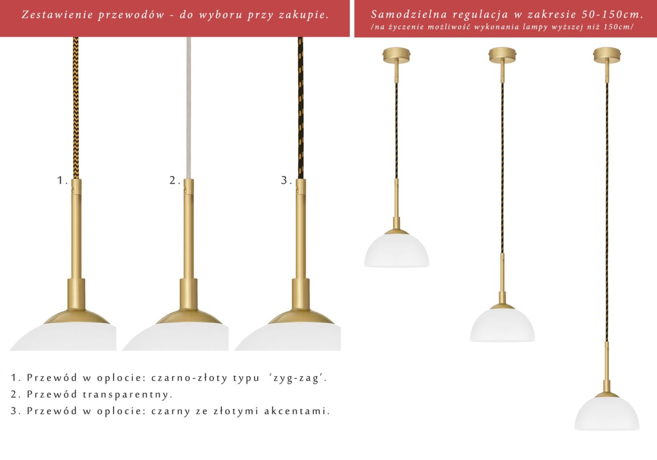 Mosiężna lampa wisząca nad stolik nocny EM-S1G