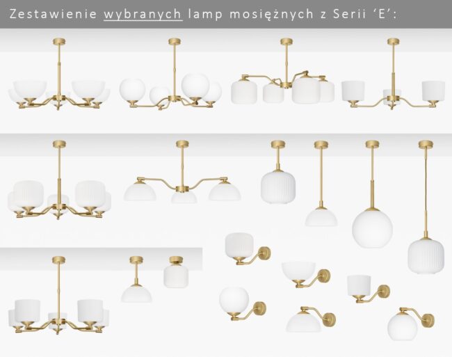 Mosiężny żyrandol do salonu lub sypialni EM-S4AU