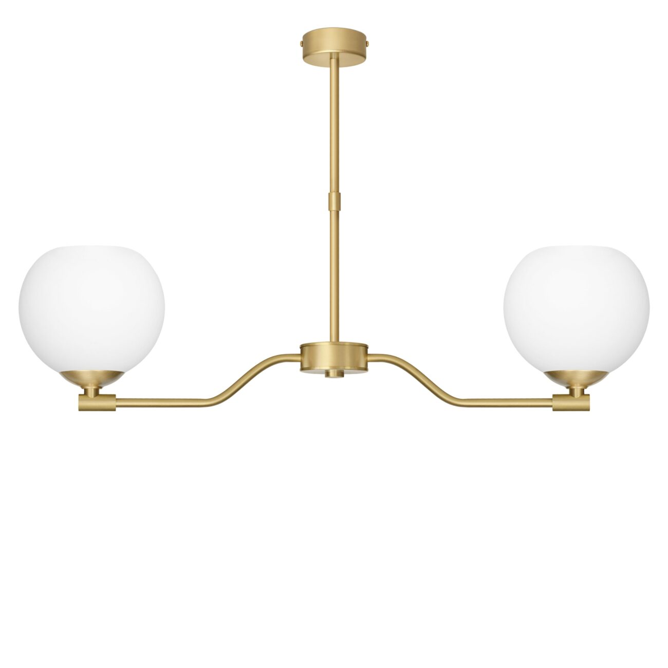 Złota lampa wisząca z białymi szklanymi kulami EK-S2AU