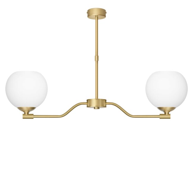 Złota lampa wisząca z białymi szklanymi kulami EK-S2AU