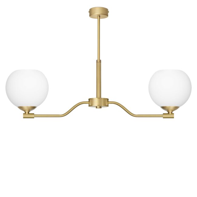Elegancka lampa wisząca z dwoma białymi kulami EK-S2A