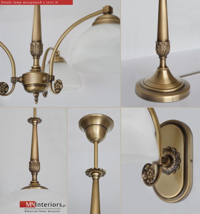 Elegancka lampa mosiężna z włoskim odlewem N-S1K